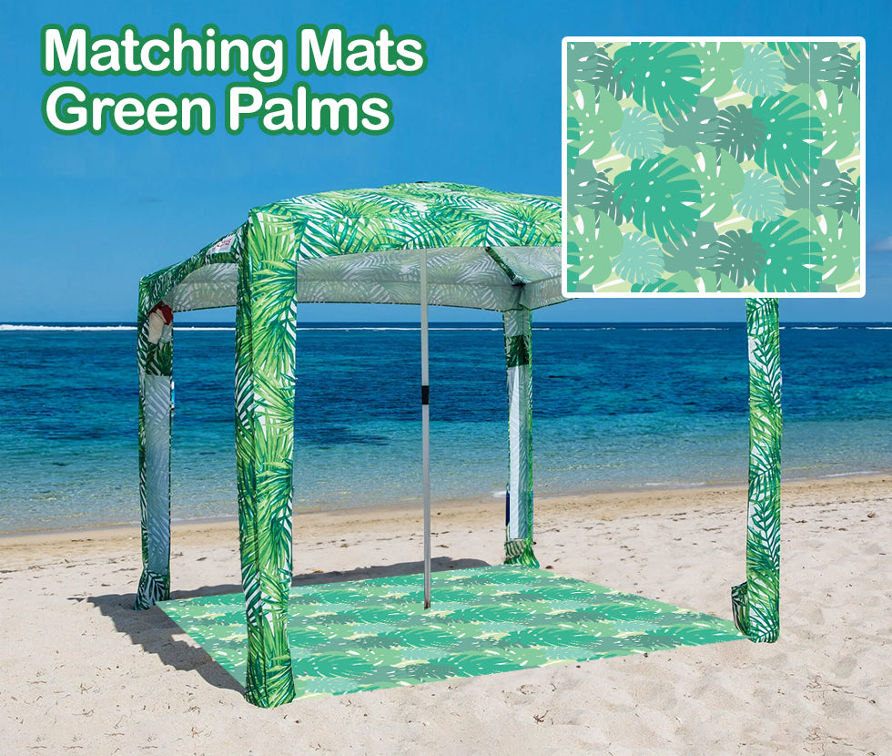 GROUP PRE-ORDER - 3m x 3m Palm Green Beach Mat with Hole + Beach Bag