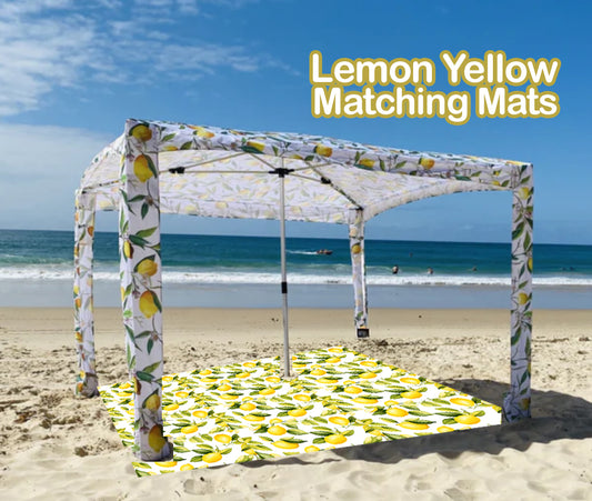 GROUP PRE-ORDER - 3m x 3m Lemon Tree Beach Mat with Hole + Beach Bag